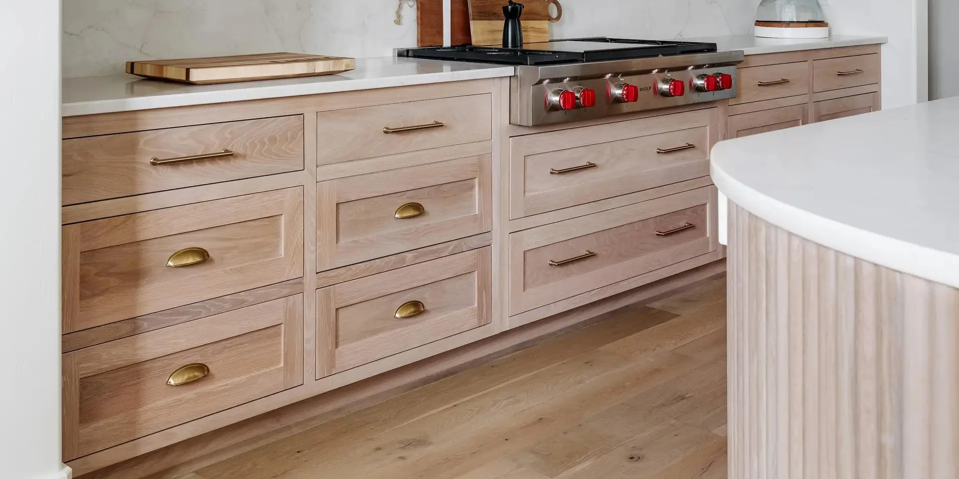 ash framed American kitchen cabinet