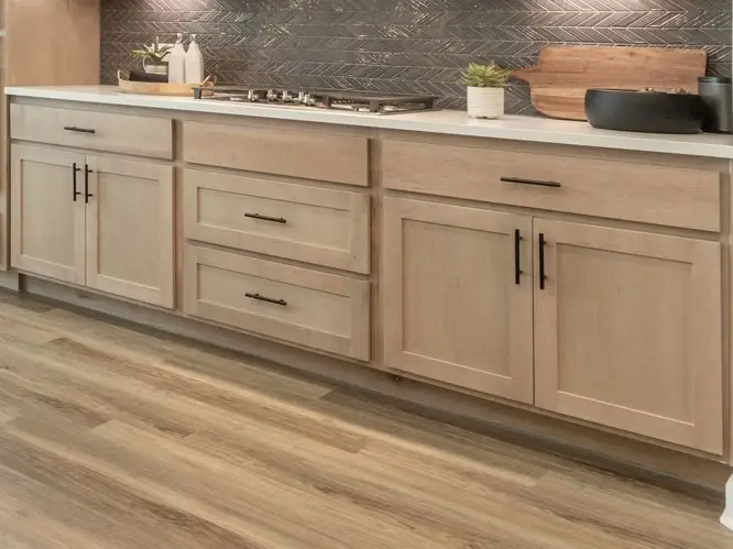 Natural maple kitchen cabinets swatch with smooth light stain