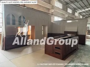 ALLAND Custom Cabinetry 1:1 factory dry-fit assembly and pre-shipment quality audit for luxury custom kitchen cabinets